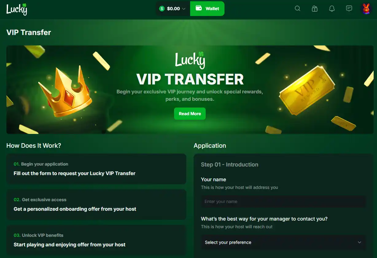 Lucky.fun public VIP or Lucky Coin area showing loyalty information